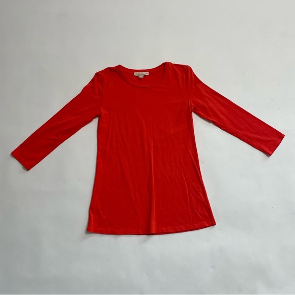 JOHNNY WAS CALME neon salmon three quarter sleeve tee - Picture 1 of 2